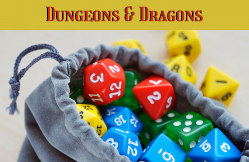 Words dungeons and dragons, Bag of polyhedral dice.