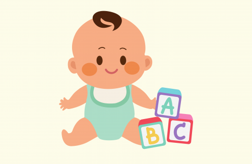 Picture of Baby holding abc blocks