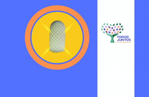 Picture of a lamp lit up and Todos Juntos Logo