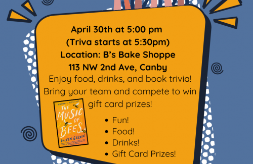 Blue background with excited hands holding up colored balls that spell trivia