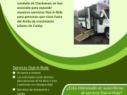 Folleto de Dial-A-Ride del condado de Clackamas para un acuerdo con el condado de Clackamas