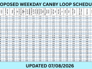 Updated Canby Loop Weekday Proposed Schedule Effective: September 8th, 2026 Updated Canby Loop Weekday Proposed Schedule Effective: September 8th, 2026