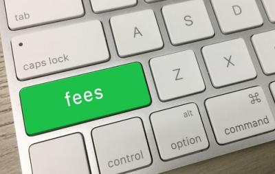 Keypad with word fees in green