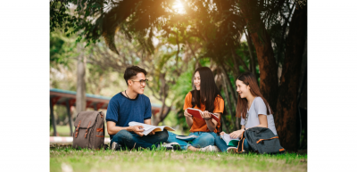 Teens in grass