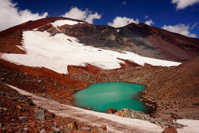 mountains, snow, lake
