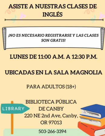 Para Adultos (18+) ¡No es necesario registrarse y las clases son gratis! Ubicadas en la sala Magnolia
