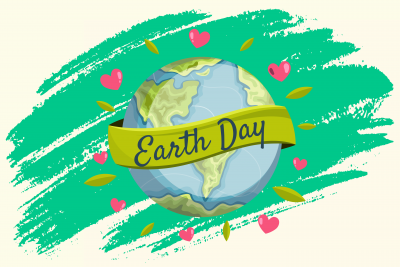Image of Earth with Hearts, Words Earth Day