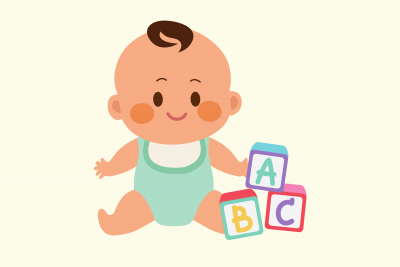 Picture of Baby holding abc blocks