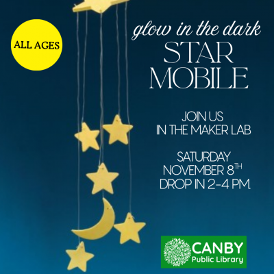 Blue background with yellow stars and moon.