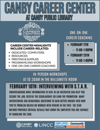 Career center logo on gray-blue background