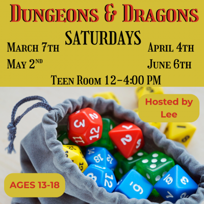 Dungeons & Dragons gray bag of multicolor gaming dice with yellow background