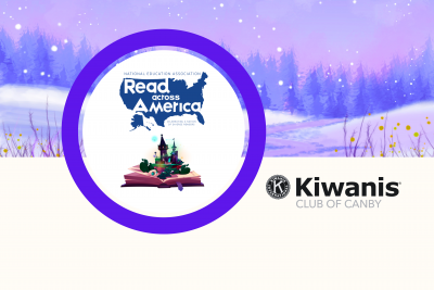 Image of the Read Across America Logo and an open book with a fantasy castle coming out