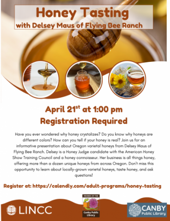 Photo of honey drizzling into a jar with smaller photos of honey in a spoon and a cup of tea