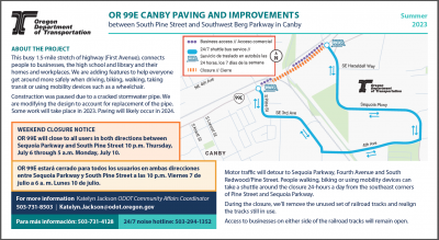 June 2023 ODOT Street Closure for HWY99