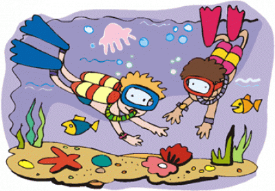 Cartoon of children diving