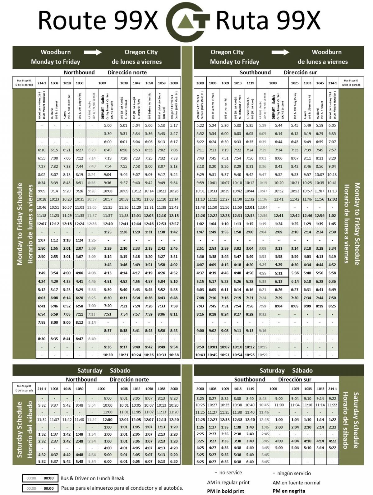 Route 99X Bus Schedule Update September 11th, 2023