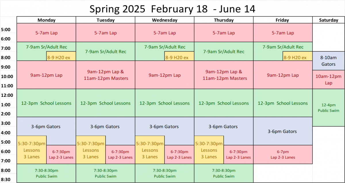 Spring block schedule February 18 - June 14  2025