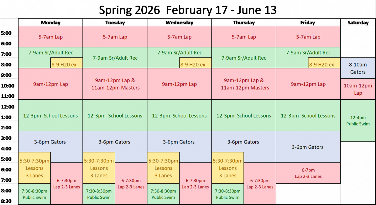 Spring Schedule 2026