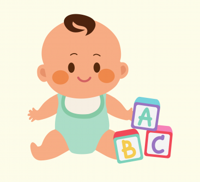 Picture of Baby holding abc blocks