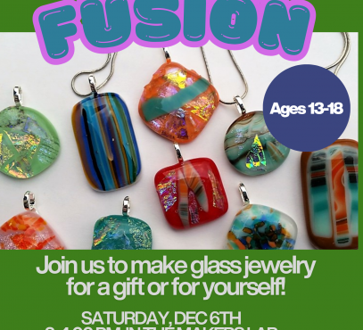 green background with glass fusion jewelry