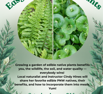 Flyer announcing native plant presentation with photographs of plants.