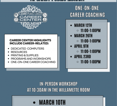gray blue background with slate blue and gray canby career center logo